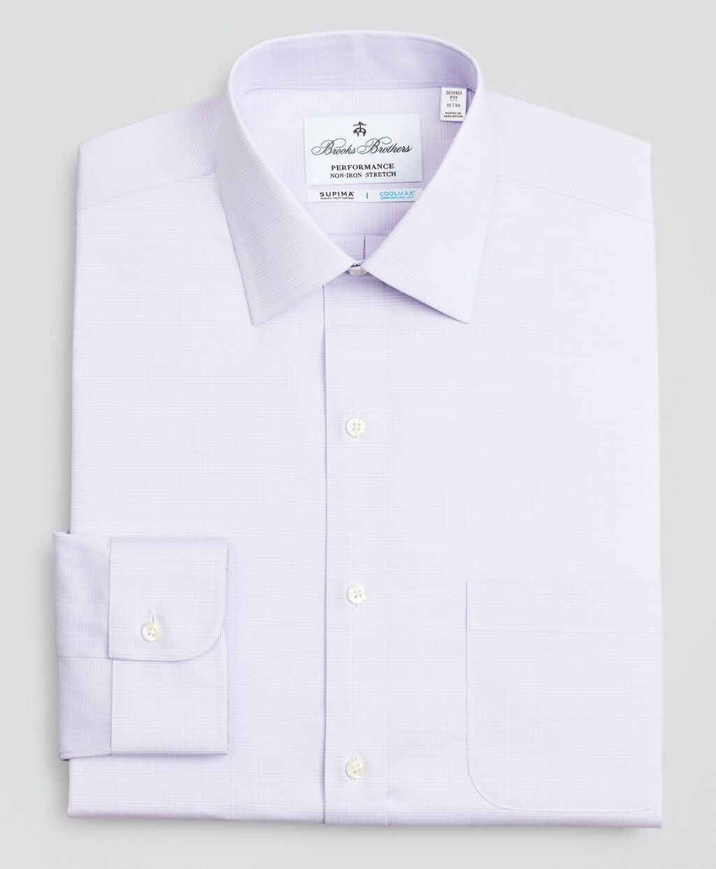 Brooks Brothers Men Soho Extra-Slim Fit Dress Shirt, Performance Non-Iron with COOLMAX®, Ainsley Collar Twill Check