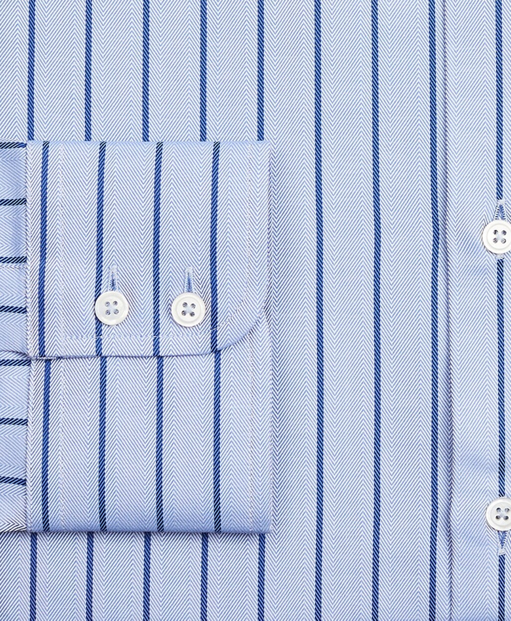 Brooks Brothers Men Luxury Collection Soho Extra-Slim-Fit Dress Shirt, Franklin Spread Collar Herringbone Stripe