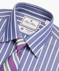 Brooks Brothers Men Luxury Collection Madison Classic-Fit Dress Shirt, Franklin Spread Collar Herringbone Wide Stripe