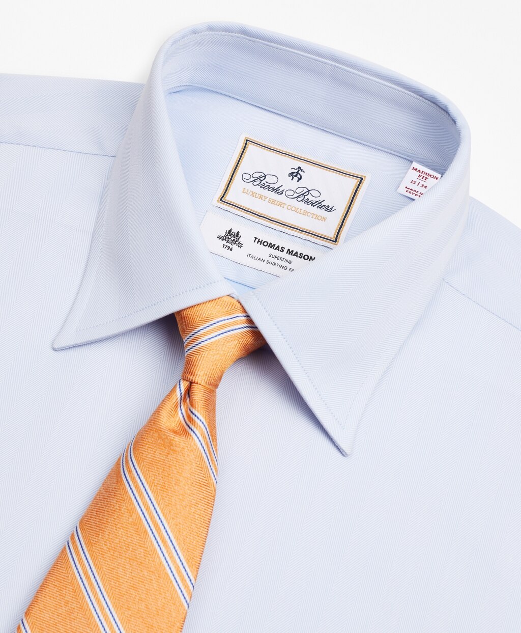 Brooks Brothers Men Luxury Collection Madison Classic-Fit Dress Shirt, Franklin Spread Collar Herringbone