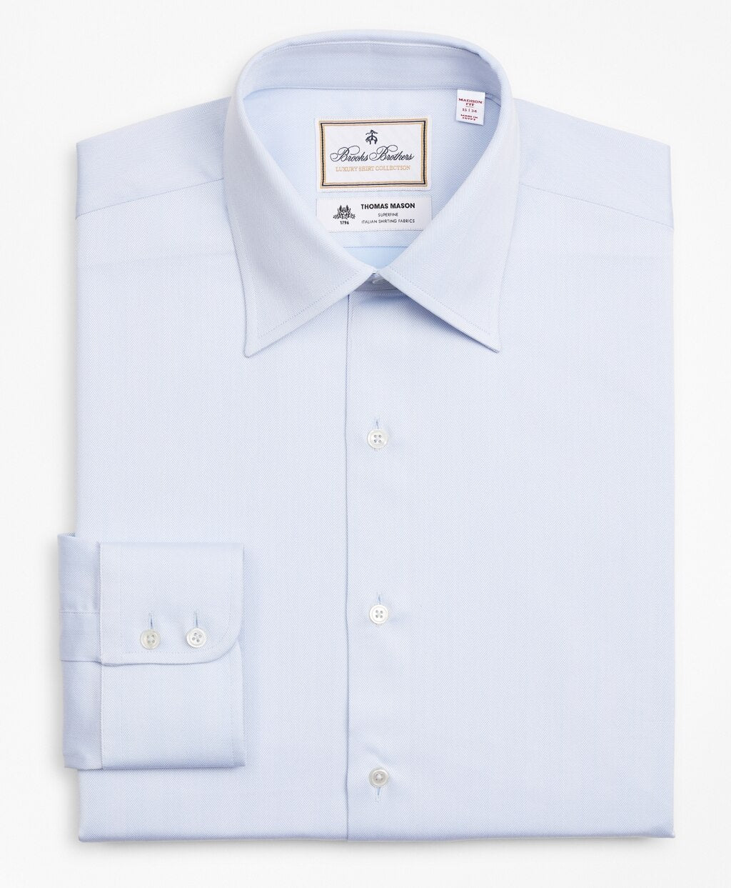 Brooks Brothers Men Luxury Collection Madison Classic-Fit Dress Shirt, Franklin Spread Collar Herringbone