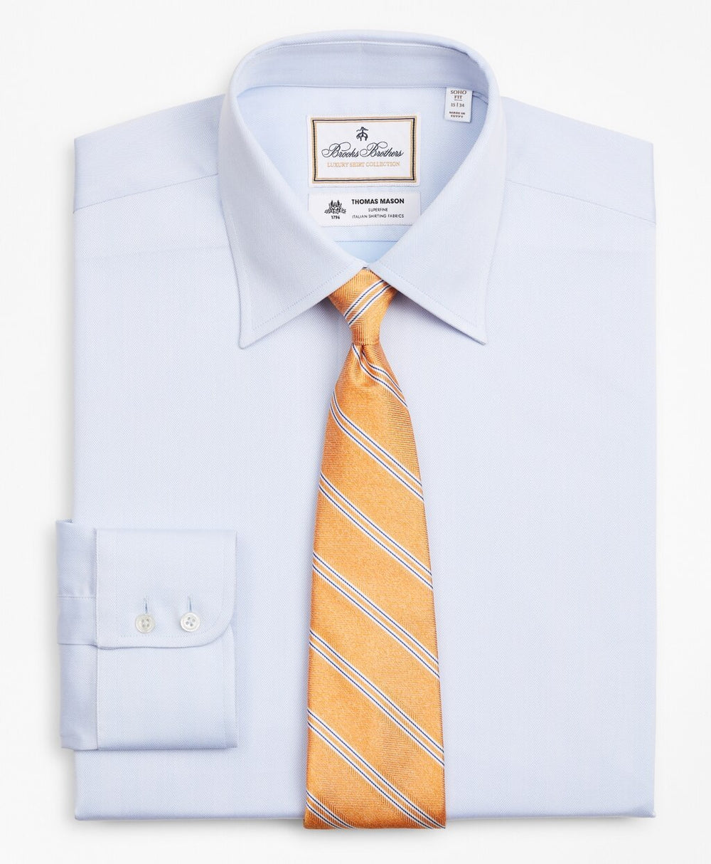 Brooks Brothers Men Luxury Collection Soho Extra-Slim-Fit Dress Shirt, Franklin Spread Collar Herringbone