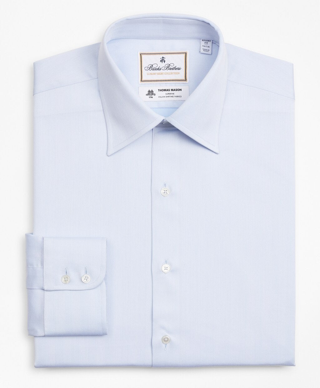 Brooks Brothers Men Luxury Collection Regent Fitted Dress Shirt, Franklin Spread Collar Herringbone