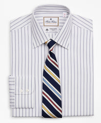 Brooks Brothers Men Luxury Collection Madison Classic-Fit Dress Shirt, Franklin Spread Collar Micro-Outline Stripe
