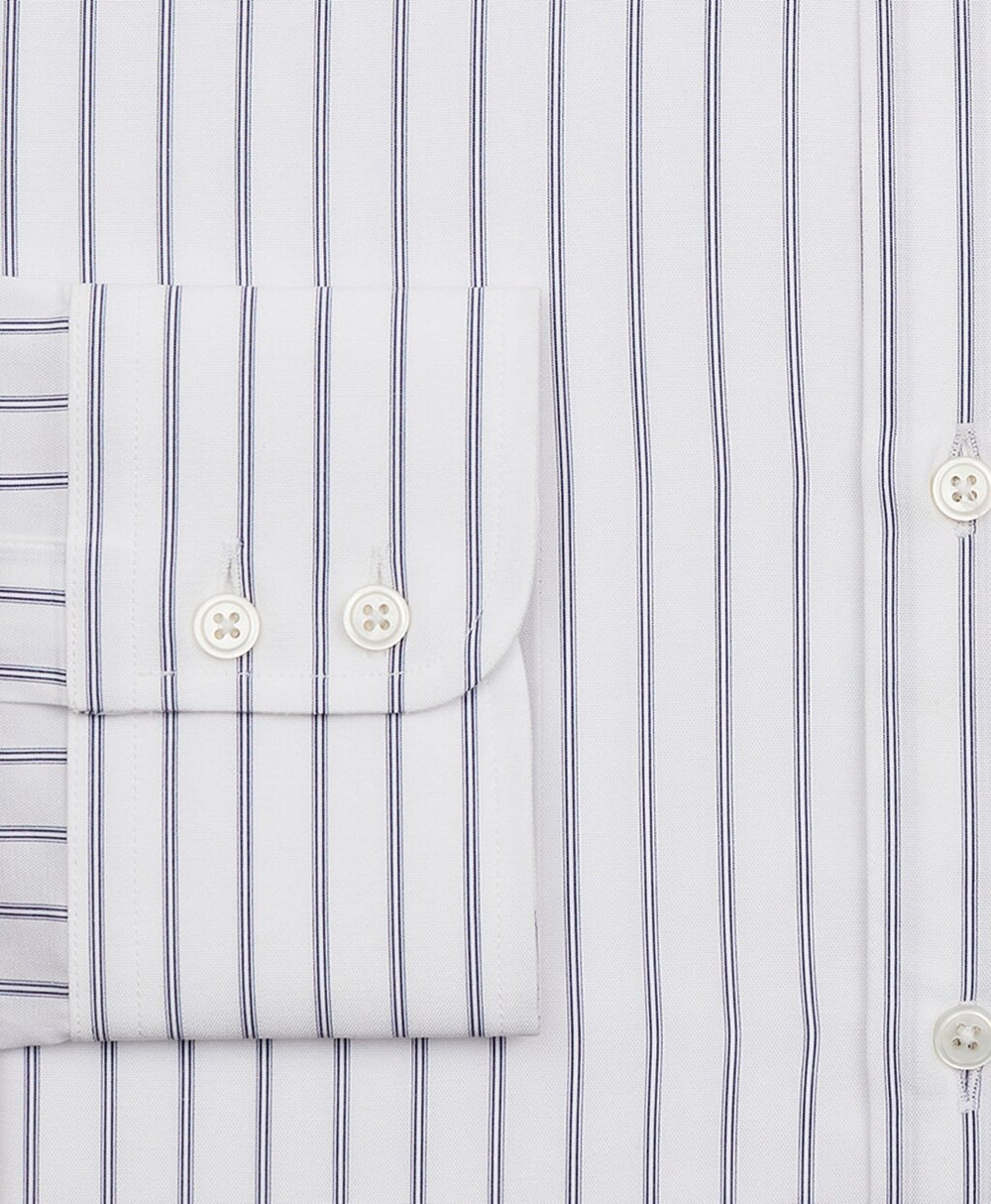 Brooks Brothers Men Luxury Collection Milano Slim-Fit Dress Shirt, Franklin Spread Collar Micro-Outline Stripe
