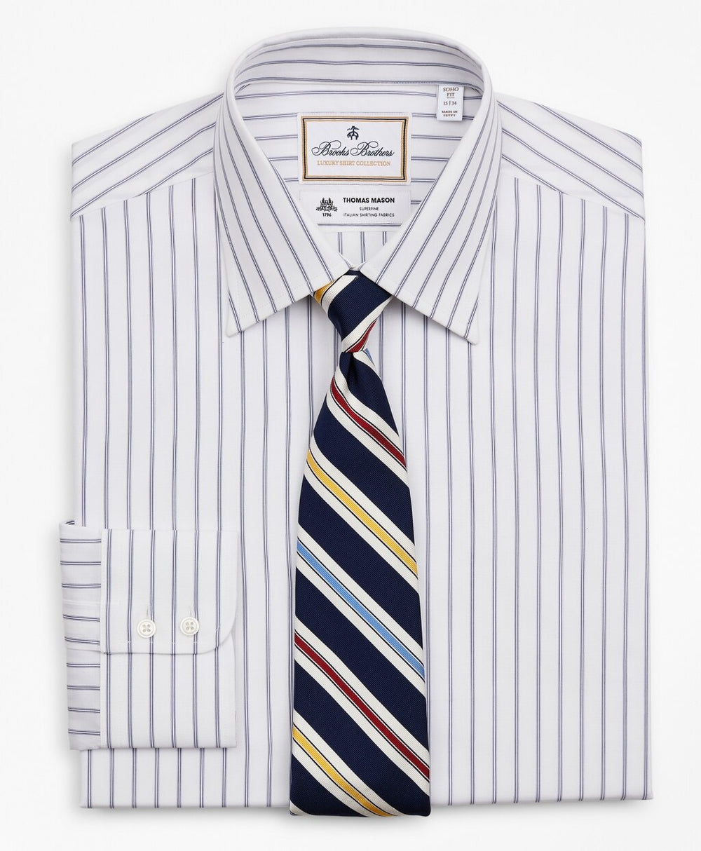Brooks Brothers Men Luxury Collection Soho Extra-Slim-Fit Dress Shirt, Franklin Spread Collar Micro-Outline Stripe