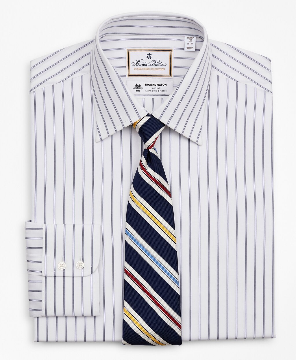 Brooks Brothers Men Luxury Collection Soho Extra-Slim-Fit Dress Shirt, Franklin Spread Collar Micro-Outline Stripe