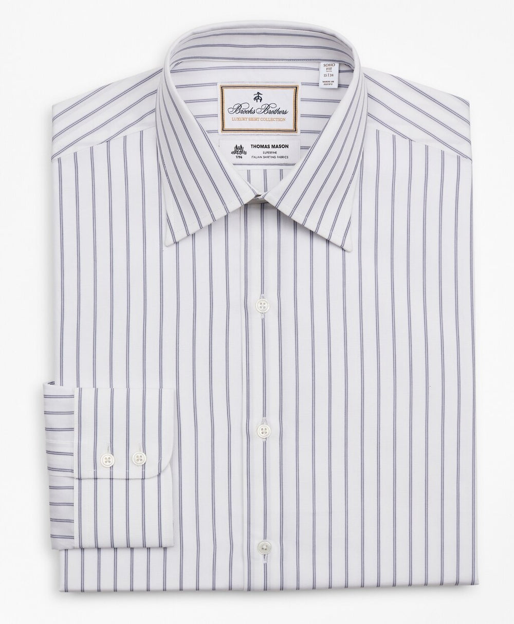 Brooks Brothers Men Luxury Collection Soho Extra-Slim-Fit Dress Shirt, Franklin Spread Collar Micro-Outline Stripe