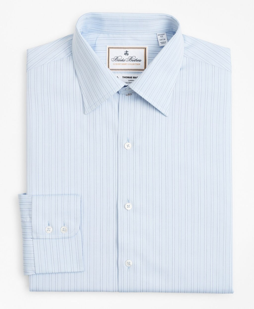 Brooks Brothers Men Luxury Collection Regent Fitted Dress Shirt, Franklin Spread Collar Textured Stripe
