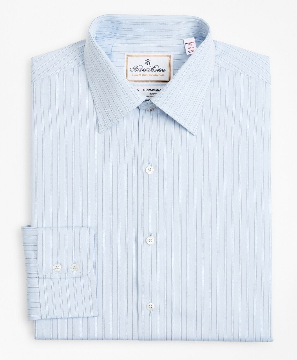 Brooks Brothers Men Luxury Collection Madison Classic-Fit Dress Shirt, Franklin Spread Collar Textured Stripe