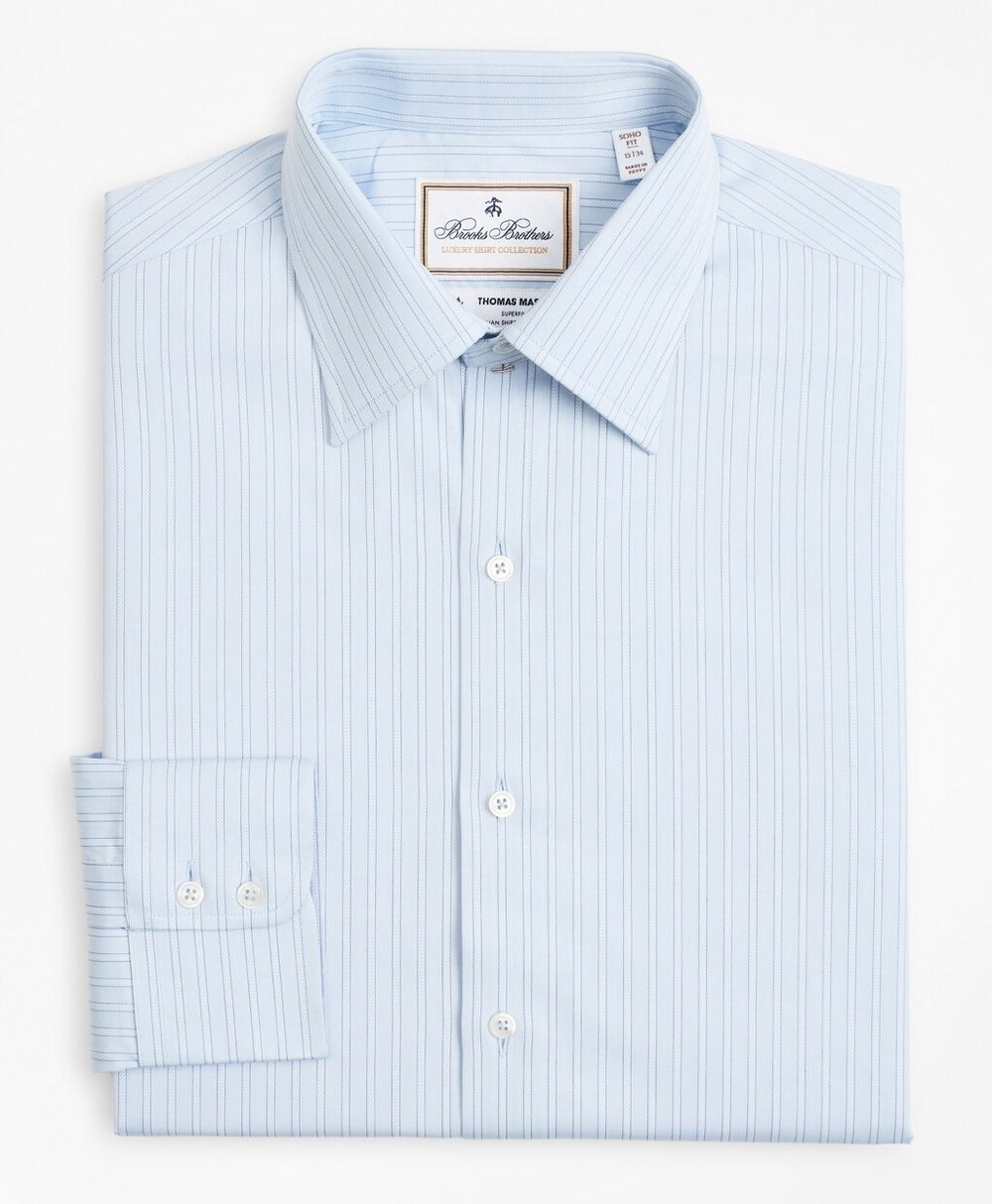 Brooks Brothers Men Luxury Collection Soho Extra-Slim-Fit Dress Shirt, Franklin Spread Collar Textured Stripe
