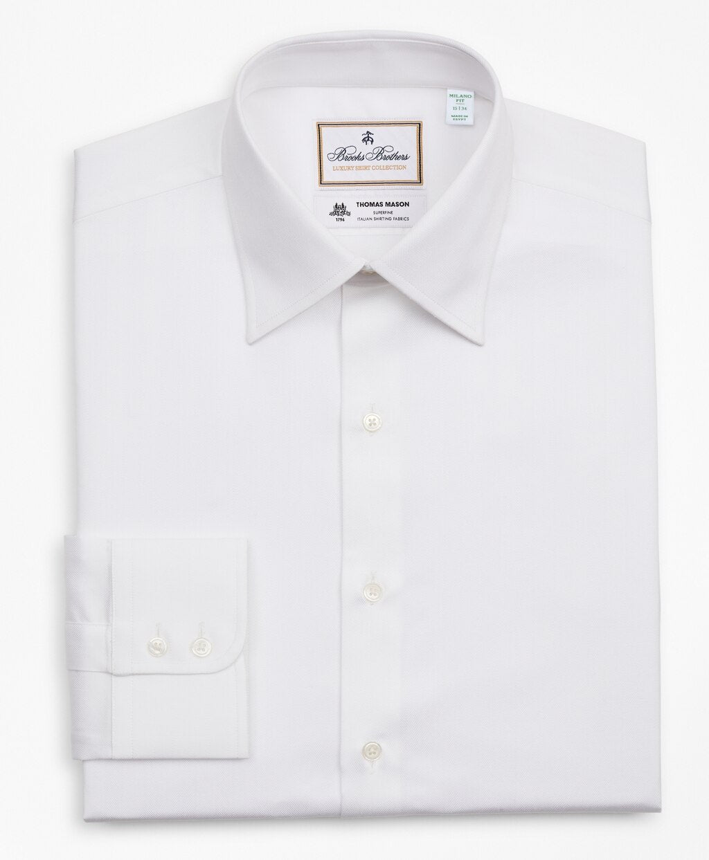 Brooks Brothers Men Luxury Collection Milano Slim-Fit Dress Shirt, Franklin Spread Collar Herringbone