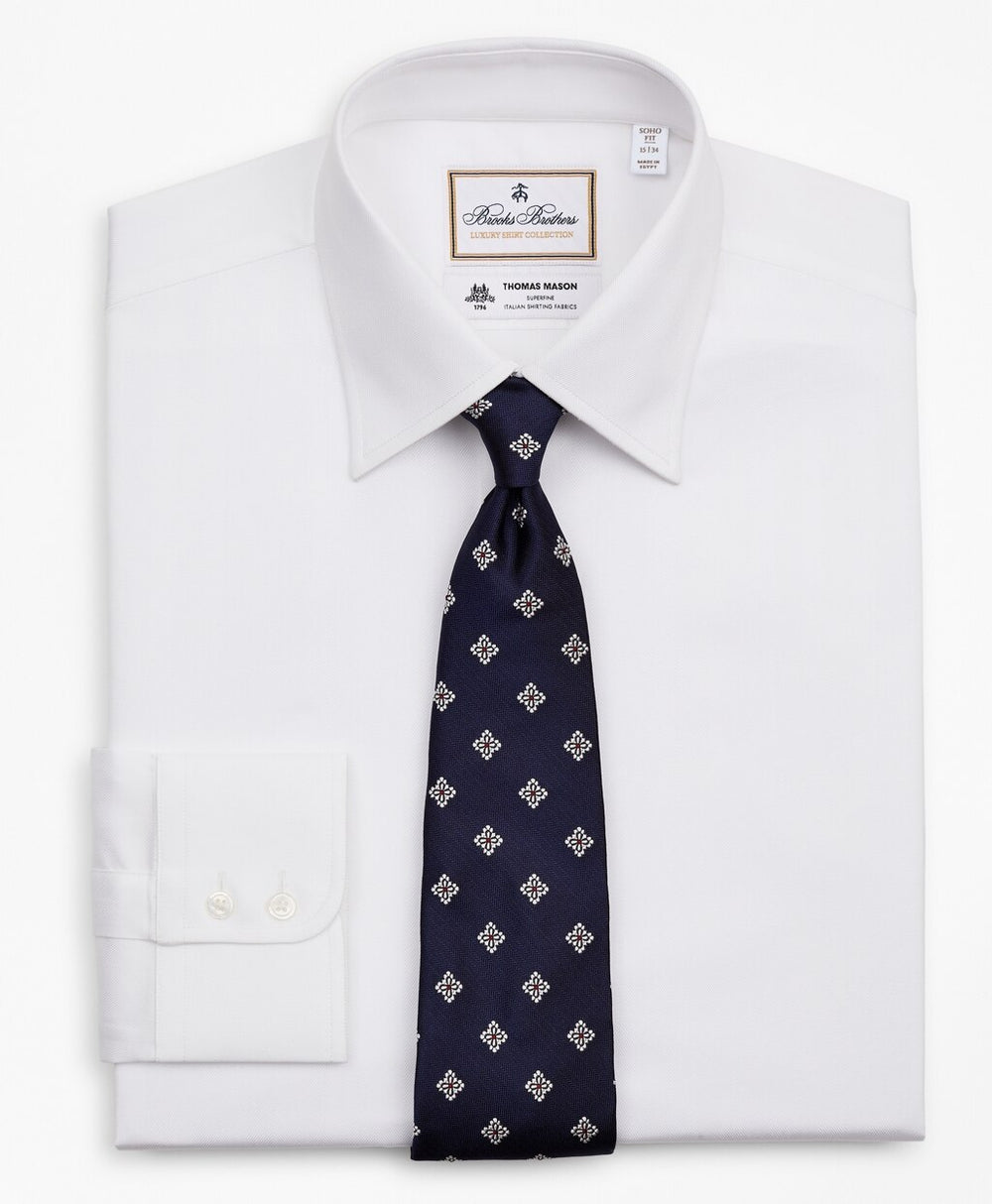 Brooks Brothers Men Luxury Collection Soho Extra-Slim-Fit Dress Shirt, Franklin Spread Collar Herringbone