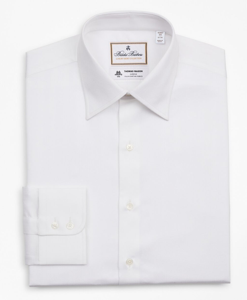 Brooks Brothers Men Luxury Collection Soho Extra-Slim-Fit Dress Shirt, Franklin Spread Collar Herringbone
