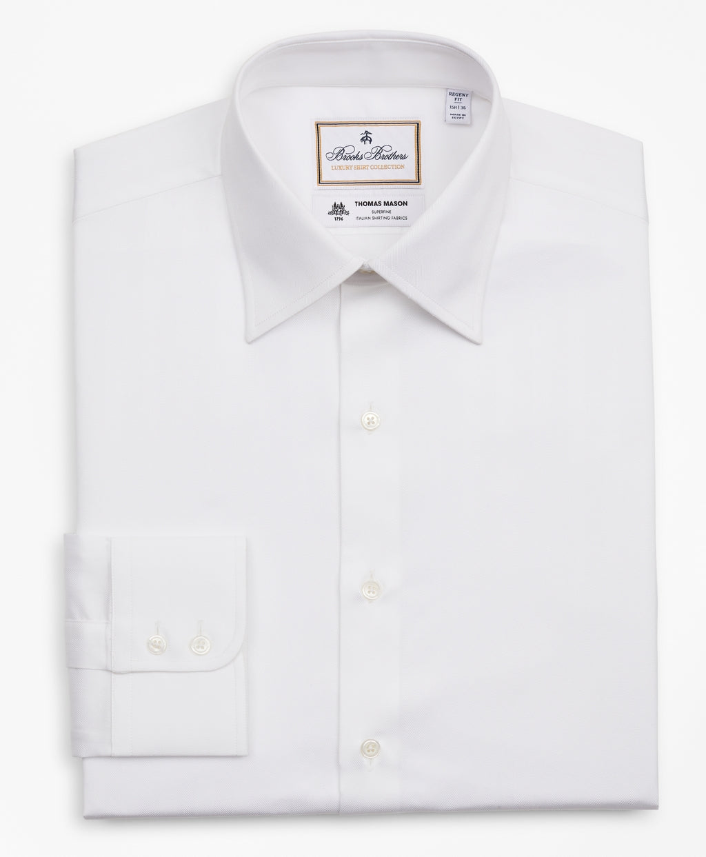 Brooks Brothers Men Luxury Collection Regent Fitted Dress Shirt, Franklin Spread Collar Herringbone