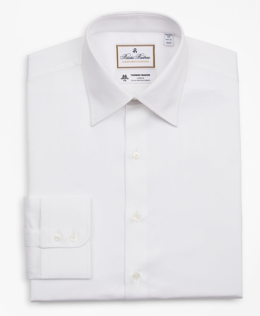 Brooks Brothers Men Luxury Collection Regent Fitted Dress Shirt, Franklin Spread Collar Herringbone