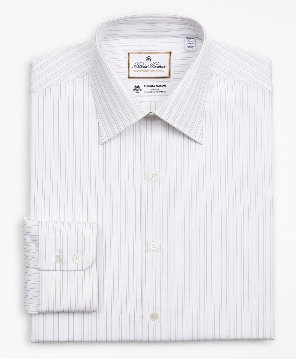 Brooks Brothers Men Luxury Collection Regent Fitted Dress Shirt, Franklin Spread Collar Stripe