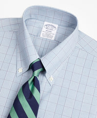 Brooks Brothers Men Stretch Regent Fitted Dress Shirt, Non-Iron Pinpoint Button-Down Collar Glen Plaid