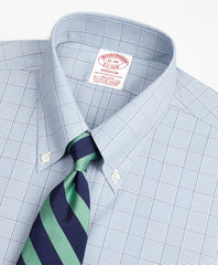 Brooks Brothers Men Stretch Madison Classic-Fit Dress Shirt, Non-Iron Pinpoint Button-Down Collar Glen Plaid