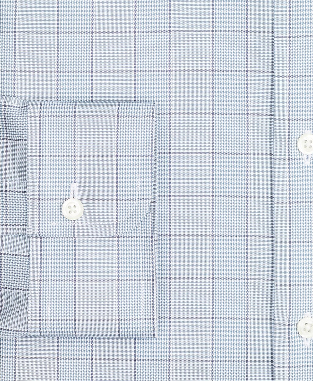 Brooks Brothers Men Stretch Soho Extra-Slim-Fit Dress Shirt, Non-Iron Pinpoint Button-Down Collar Glen Plaid