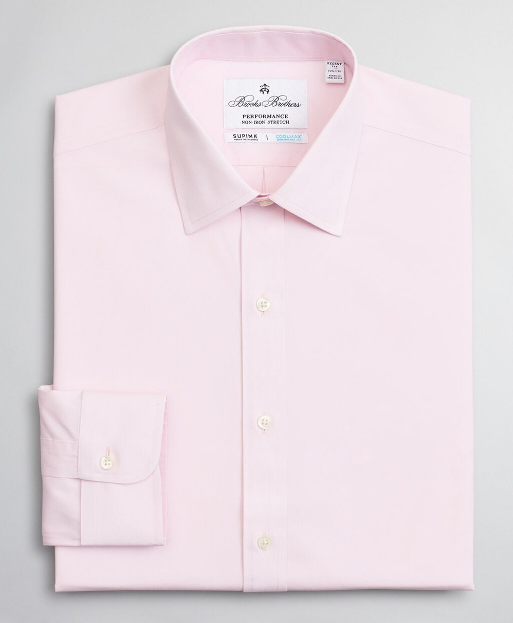 Brooks Brothers Men Regent Fitted Dress Shirt, Performance Non-Iron with COOLMAX®, Ainsley Collar Twill