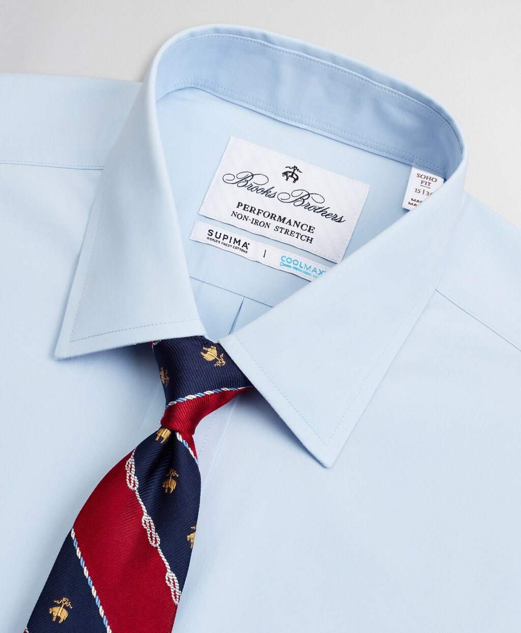 Brooks Brothers Men Soho Extra-Slim Fit Dress Shirt, Performance Non-Iron with COOLMAX®, Ainsley Collar Twill
