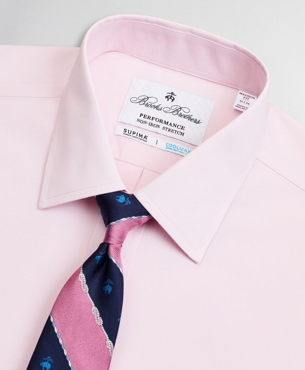 Brooks Brothers Men Madison Classic-Fit Dress Shirt, Performance Non-Iron with COOLMAX®, Ainsley Collar Twill