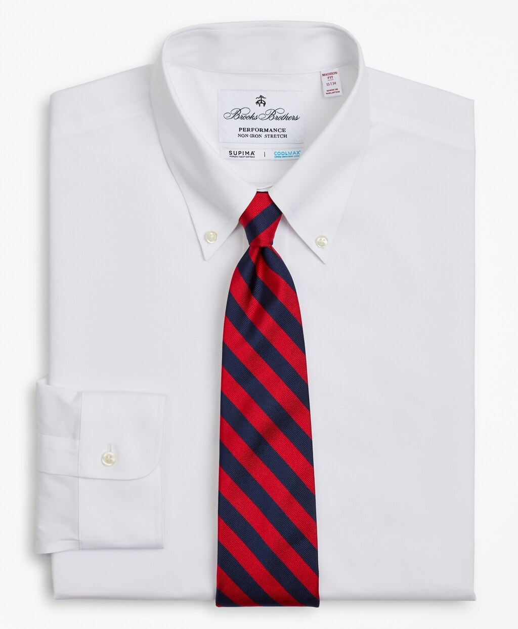 Brooks Brothers Men Madison Classic-Fit Dress Shirt, Performance Non-Iron with COOLMAX®, Button-Down Collar Twill