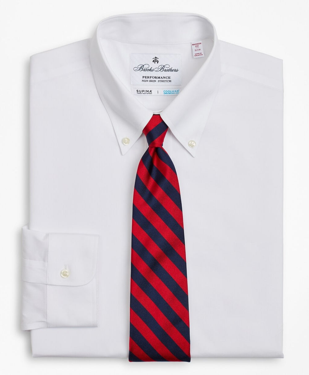 Brooks Brothers Men Madison Classic-Fit Dress Shirt, Performance Non-Iron with COOLMAX®, Button-Down Collar Twill