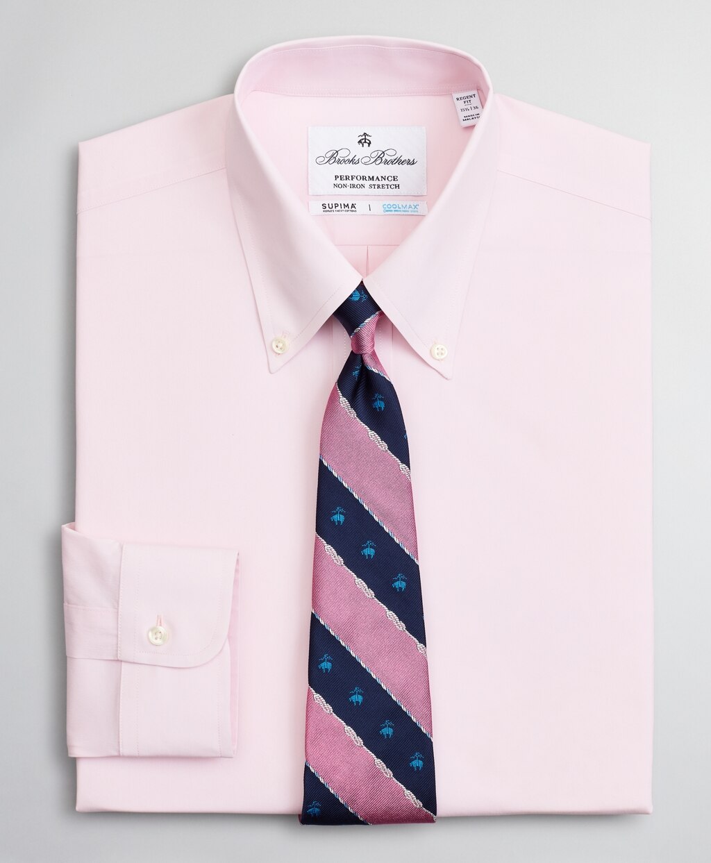 Brooks Brothers Men Regent Fitted Dress Shirt, Performance Non-Iron with COOLMAX®, Button-Down Collar Twill