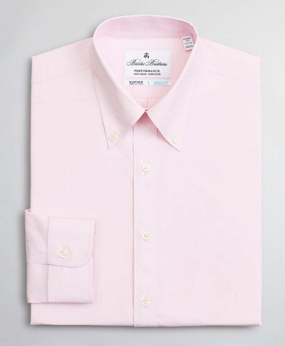 Brooks Brothers Men Regent Fitted Dress Shirt, Performance Non-Iron with COOLMAX®, Button-Down Collar Twill