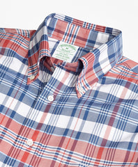 Brooks Brothers Men Milano Fit Oxford Madras Plaid Sport Shirt