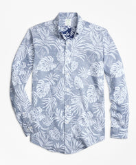 Brooks Brothers Men Milano Fit Reverse Palm Tree Print Sport Shirt