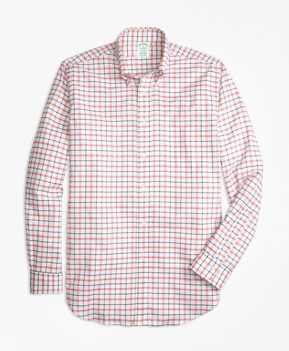 Brooks Brothers Men Milano Fit Oxford  Large Check Sport Shirt