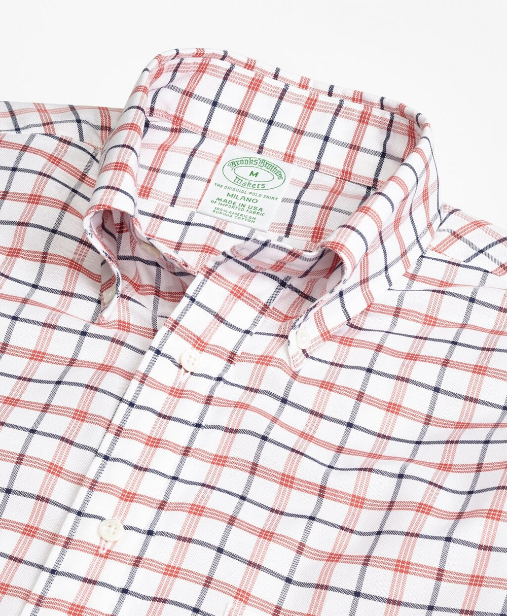 Brooks Brothers Men Milano Fit Oxford  Large Check Sport Shirt