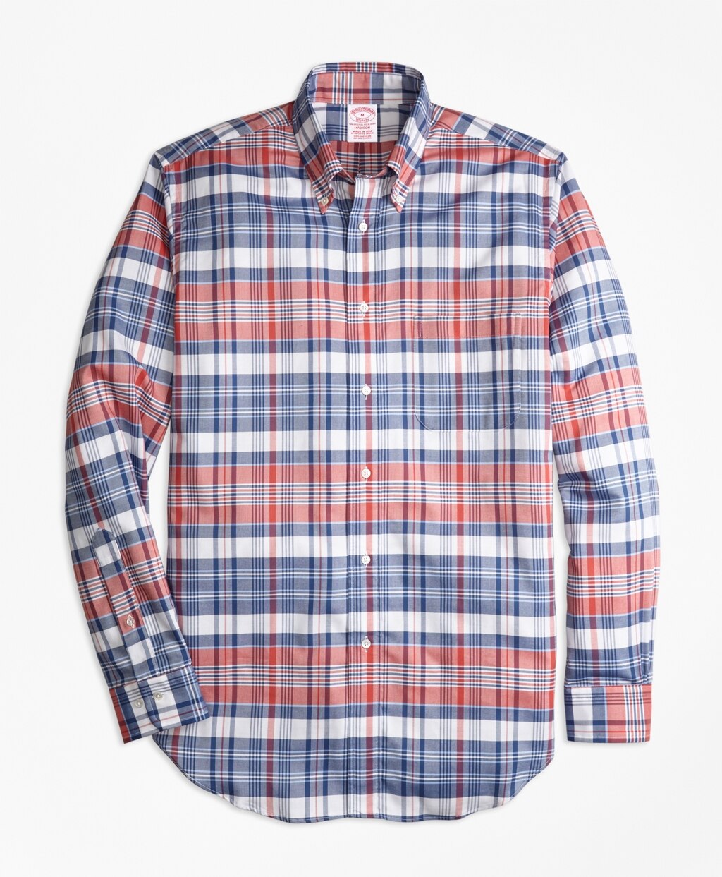 Brooks Brothers Men Madison Fit Oxford Madras Plaid Sport Shirt