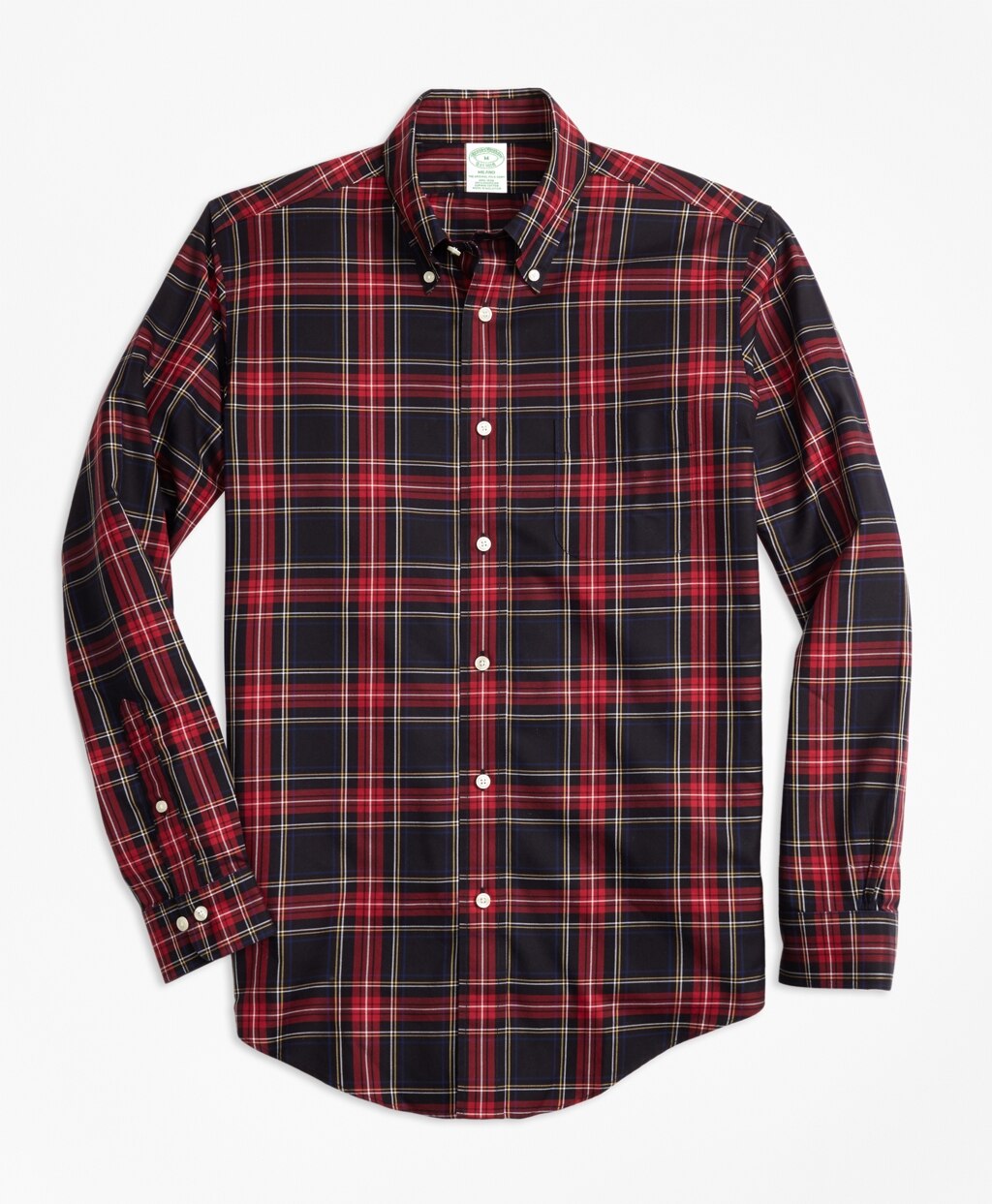 Brooks Brothers Men Non-Iron Milano Fit Black Stewart Tartan Sport Shirt