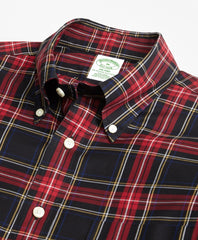 Brooks Brothers Men Non-Iron Milano Fit Black Stewart Tartan Sport Shirt