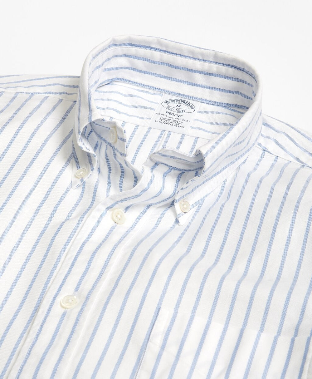 Brooks Brothers Men Regent Fit Oxford Small Stripe Sport Shirt