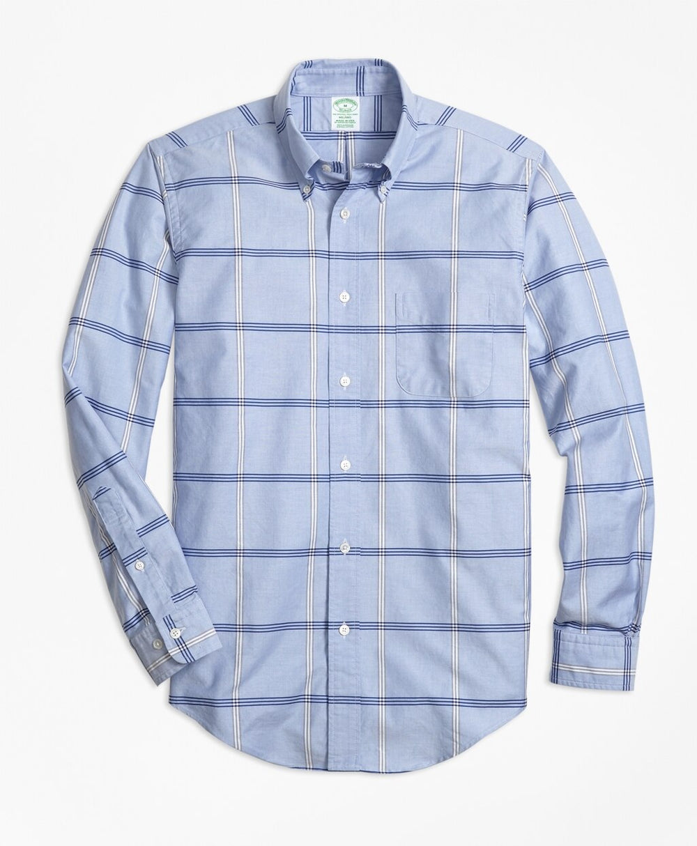 Brooks Brothers Men Milano Fit Oxford BB#1 Windowpane Sport Shirt