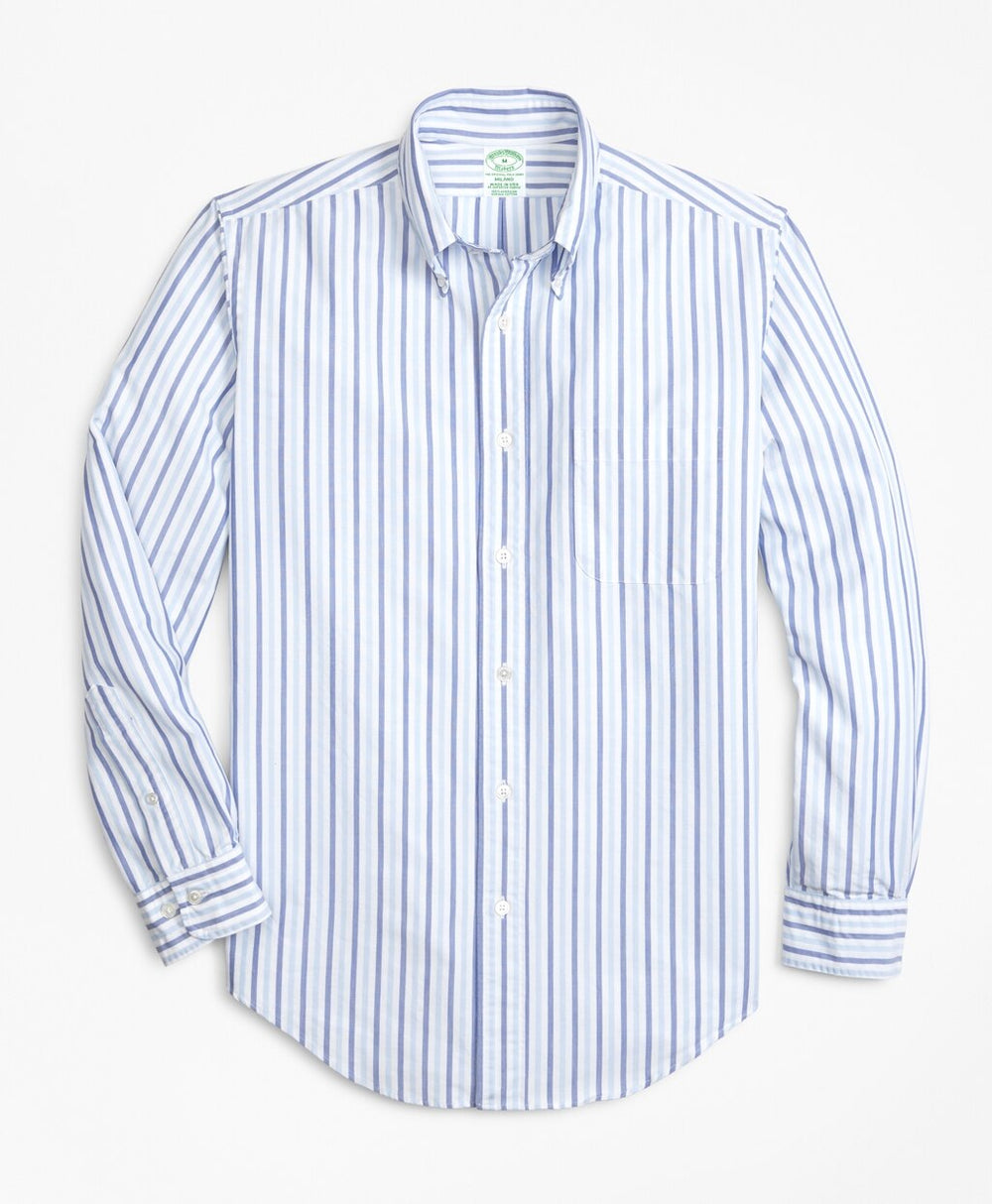 Brooks Brothers Men Milano Fit Oxford Alternating Stripe Sport Shirt