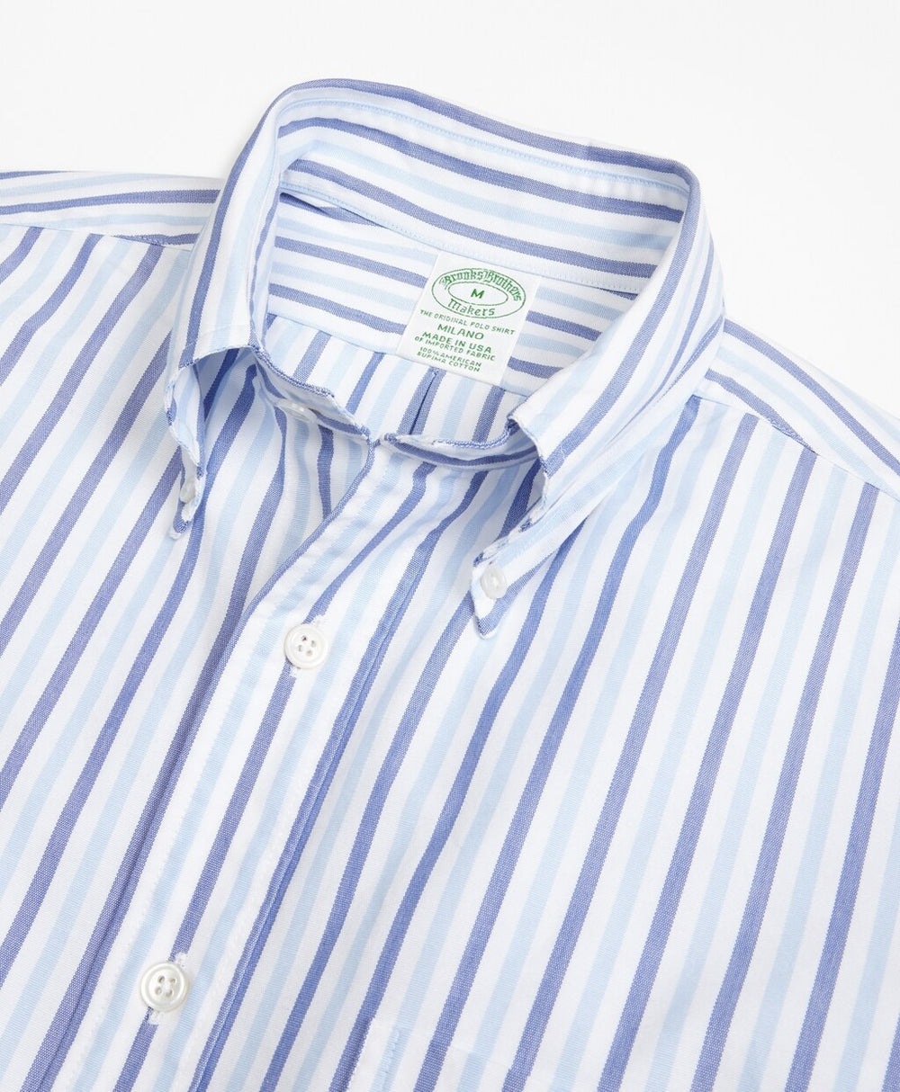 Brooks Brothers Men Milano Fit Oxford Alternating Stripe Sport Shirt