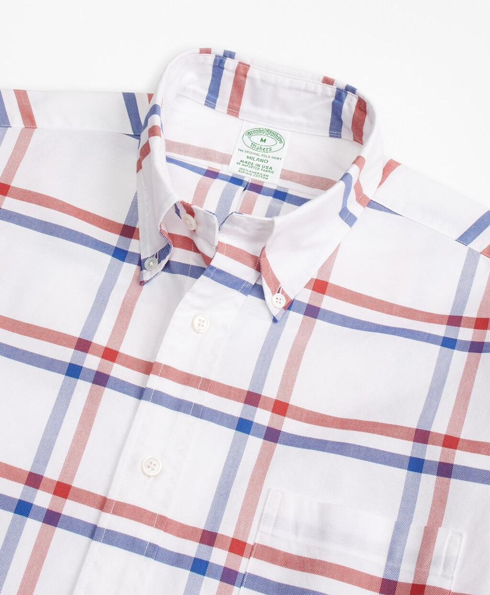 Brooks Brothers Men Milano Fit Oxford Windowpane Sport Shirt