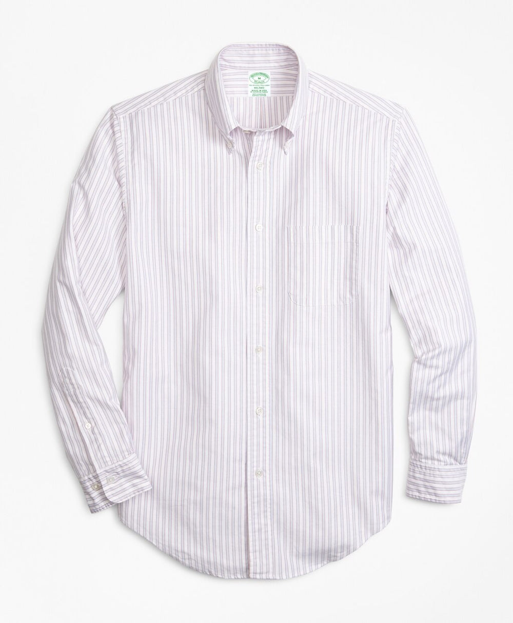 Brooks Brothers Men Milano Fit Oxford Outline Stripe Sport Shirt