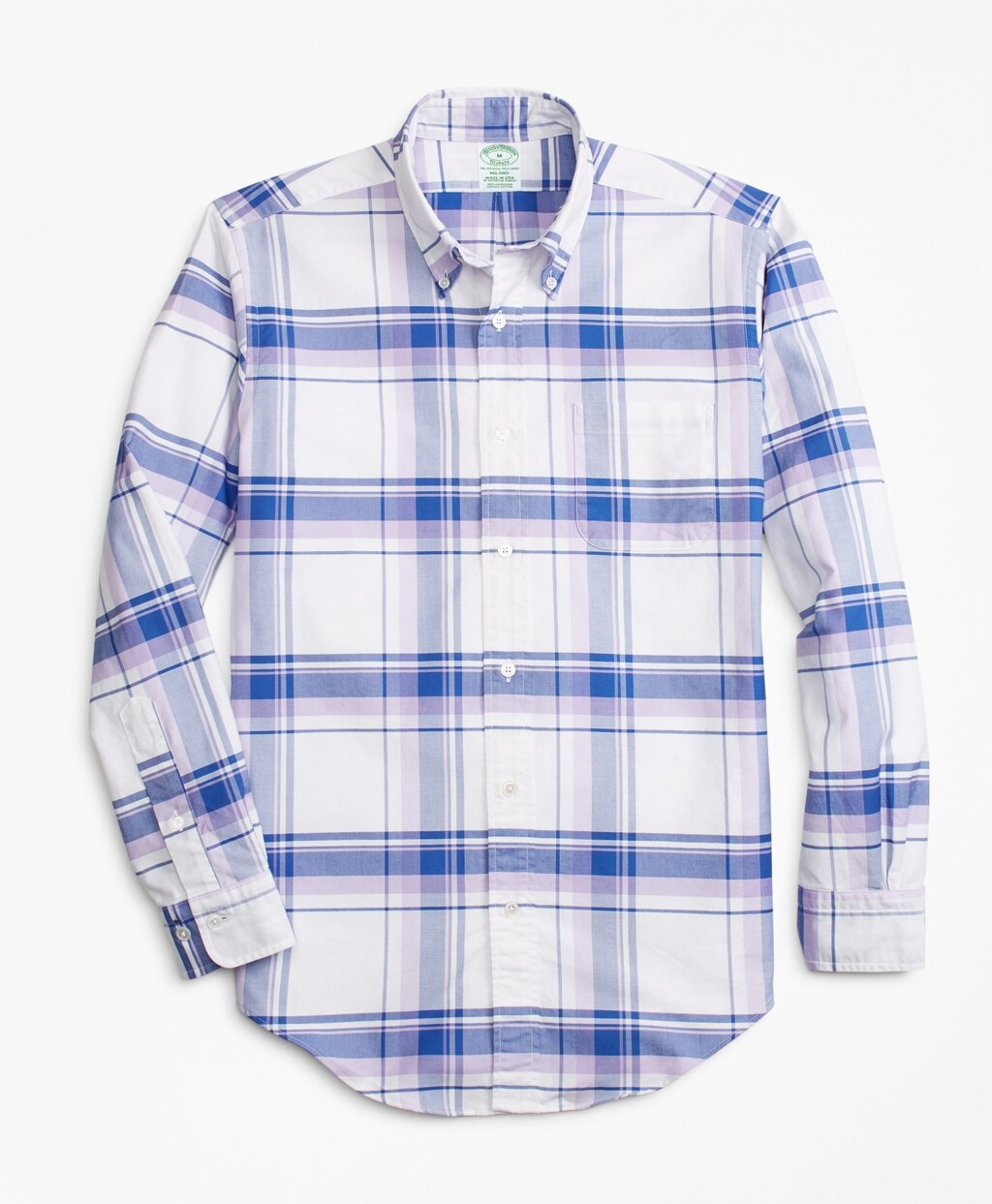 Brooks Brothers Men Milano Fit Oxford Plaid Sport Shirt