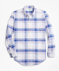 Brooks Brothers Men Milano Fit Oxford Plaid Sport Shirt