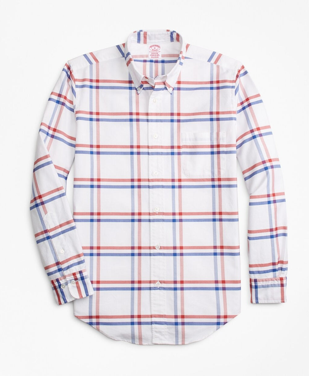 Brooks Brothers Men Madison Fit Oxford Windowpane Sport Shirt
