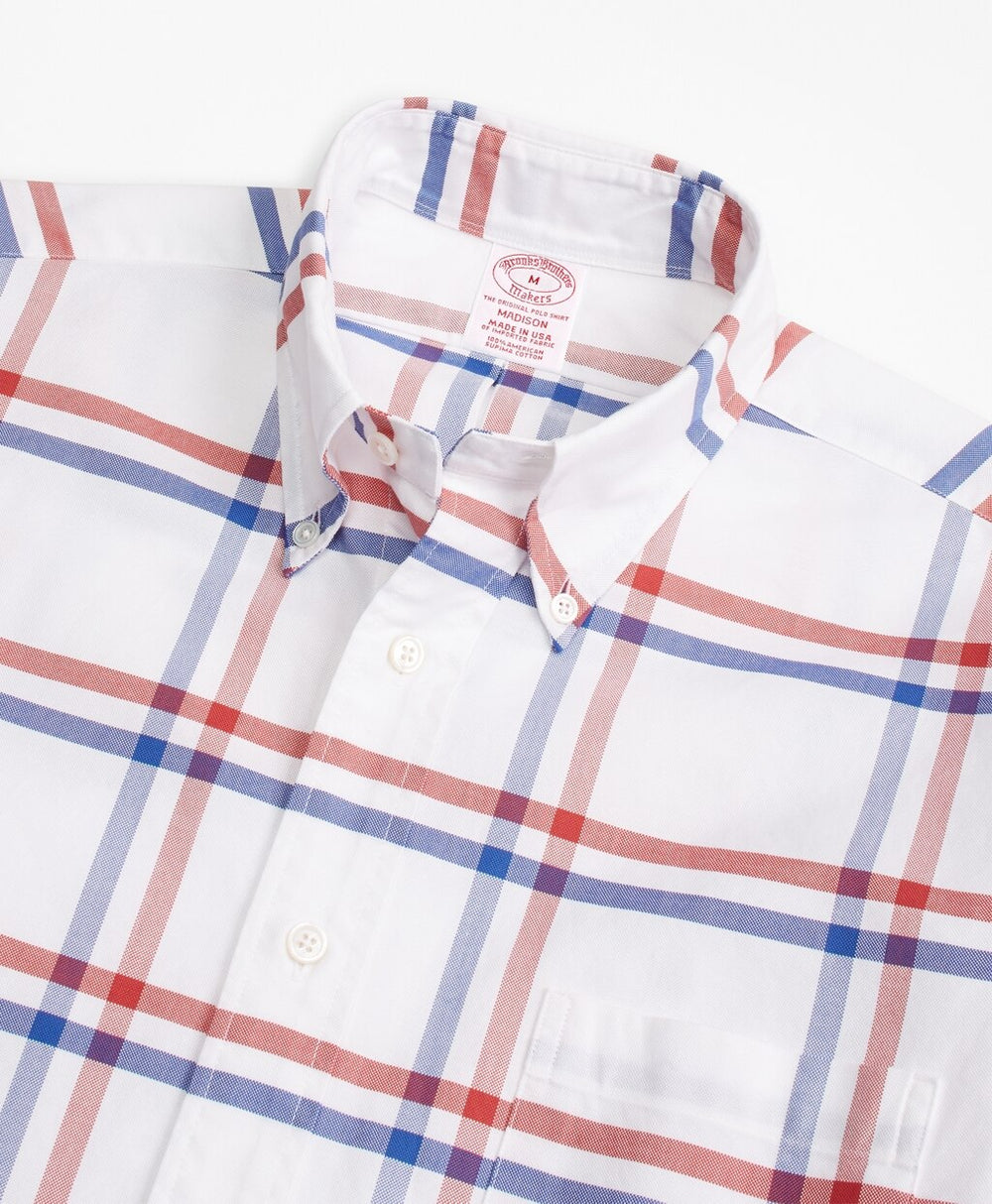 Brooks Brothers Men Madison Fit Oxford Windowpane Sport Shirt