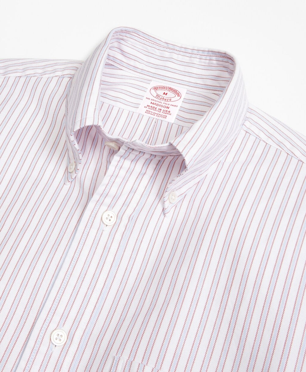 Brooks Brothers Men Madison Fit Oxford Outline Stripe Sport Shirt