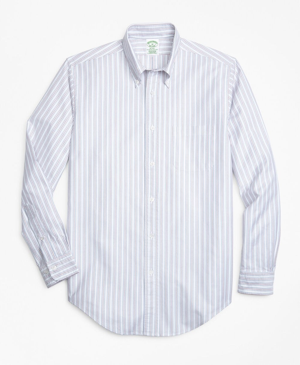 Brooks Brothers Men Milano Fit Oxford Double-Stripe Sport Shirt